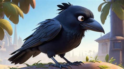 Premium Photo | A black crow cartoon character