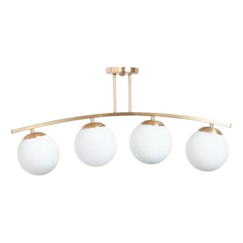 LUZ DESING Plafon 4 Luces Barral Curvo Elyn Dorado Globo Opal 15cm E27