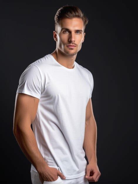 Premium Photo Blank White Tshirt Male Model For Mockup