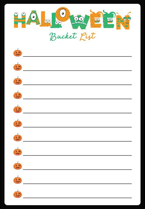 Halloween List Template