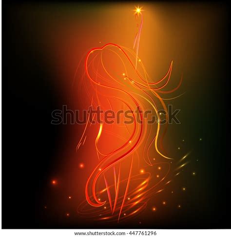 Silhouette Naked Girl Long Hair Light Stock Vector Royalty Free 447761296 Shutterstock