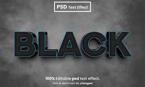 Efeito De Texto Psd Editável 3d Preto Psd Premium