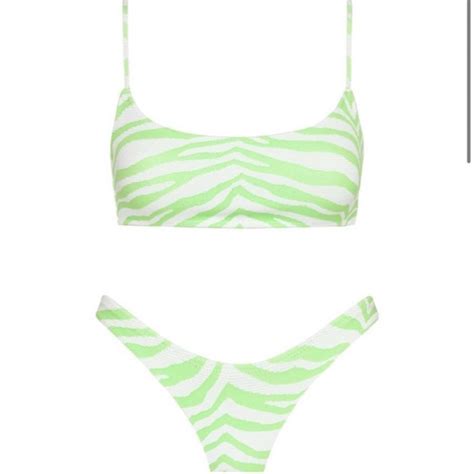 Triangl Swimwear Swim Rare Triangle Green Zebra Scoop Bikini Poshmark