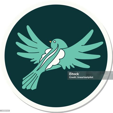 Sticker Of Tattoo In Traditional Style Of A Flying Bird Stock ...