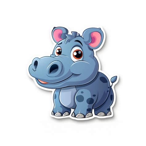 Premium Photo Cartoon Hippo Blue Sticker Generative AI