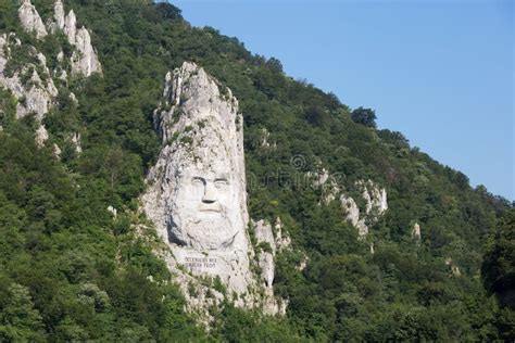 Decebalus Felsen Skulptur Kasan Schlucht Rumänien Stockbild Bild