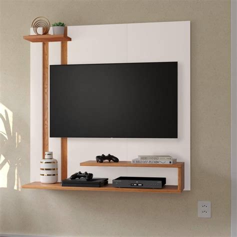 Painel Tv Smart Plus Off White Nature Mania Moveis Rpm Moveis Black