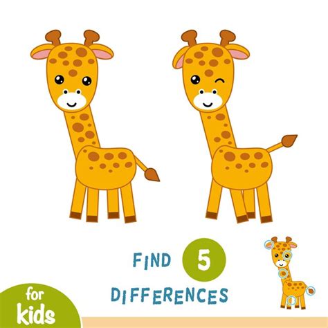 Premium Vector Find Differences Education Game For Children Giraffe