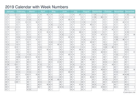 2019 Printable Calendar Pdf Or Excel