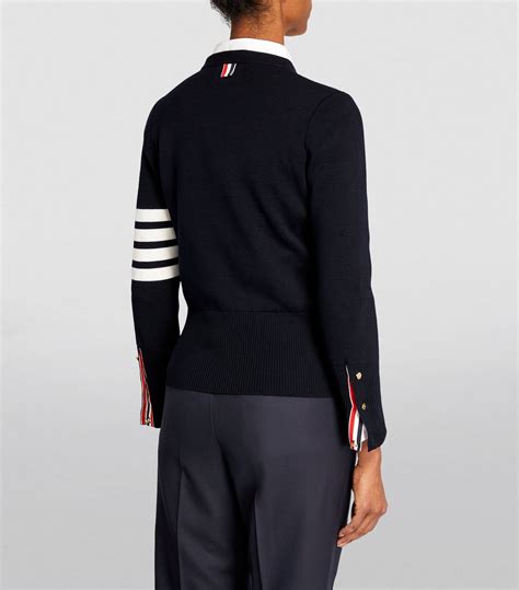 Womens Thom Browne Navy Wool Crew Neck Sweater Harrods UK