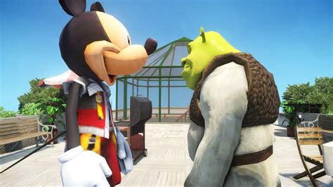 Shrek Vs Mickey Mouse Great Battle Youtube