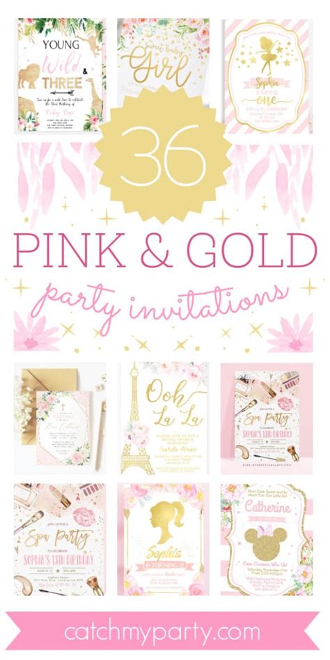 36 Gorgeous Pink and Gold Party Invitations! | Catch My Party