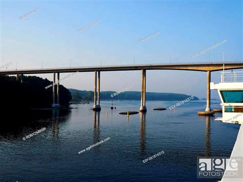 The famous bridge connecting Vindeby and Svendborg Funen Fyn in Denmark ...