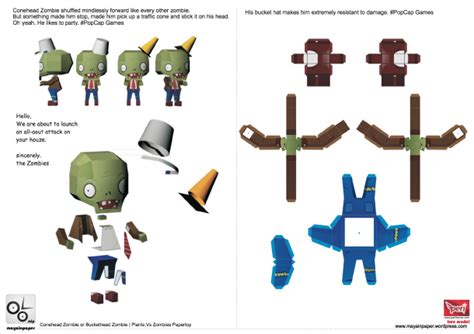 Plants Vs Zombies Papercraft Template Zombie Papercraft Zomboni