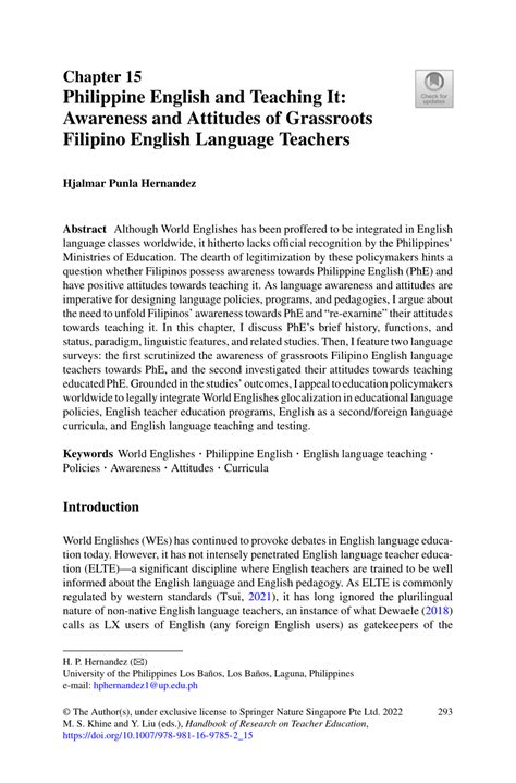 PDF Philippine English And Teaching It Awareness And Attitudes Of