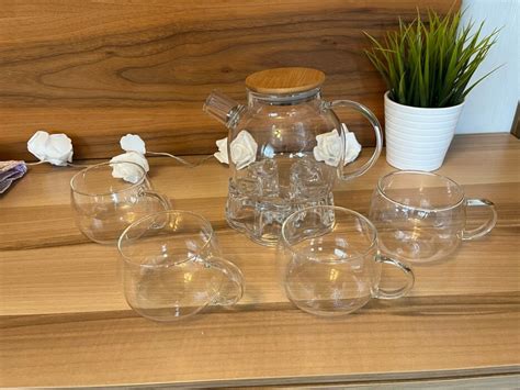 Набор чайный из стекла Magistro «Эко», 5 предметов: чайник 1 л, 4 ...