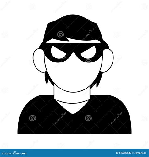 Thief Avatar Profile In Black And White Stock Vector Illustration Of