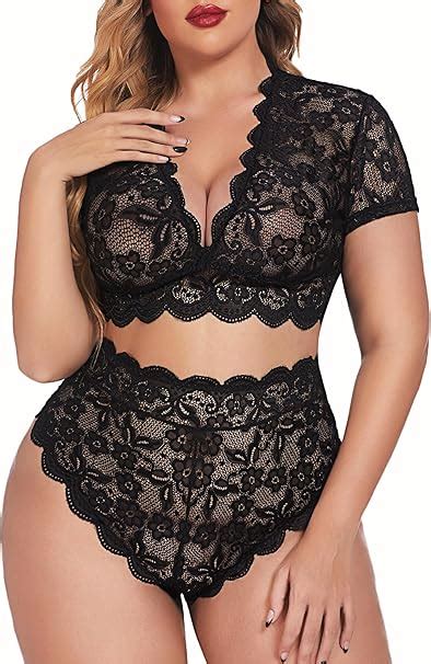 Amazon Avidlove Plus Size Lingerie Plus Floral Lace Scallop Trim