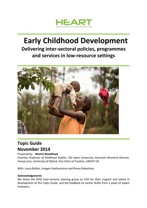 Pdf Early Childhood Development Ecd Delivering Inter Sectoral