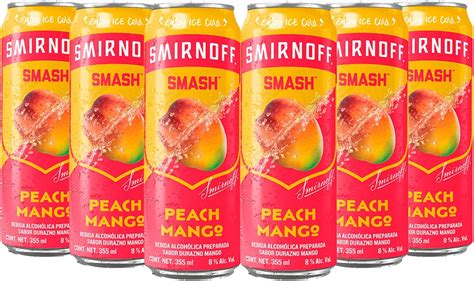 Smirnoff Smash Peach Mango Bebida Alch Lica Pack Lata Ml