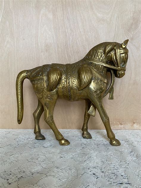 Brass Horse Sculpture, Metal Standing Horse Figurine - Etsy