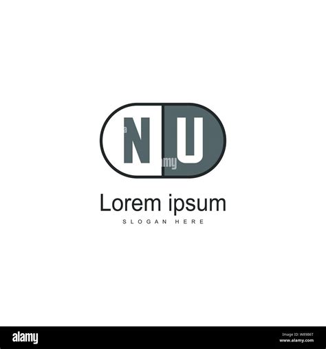 Initial NU Logo Template With Modern Frame Minimalist NU Letter Logo