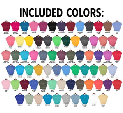 73 Colors Diy Color Chart For Gildan 64000 G640 Softstyle Etsy