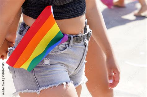 Woman Lesbian Walking In The Gay Pride Parade Parade Of Tolerance The Annual Parade Lgbt
