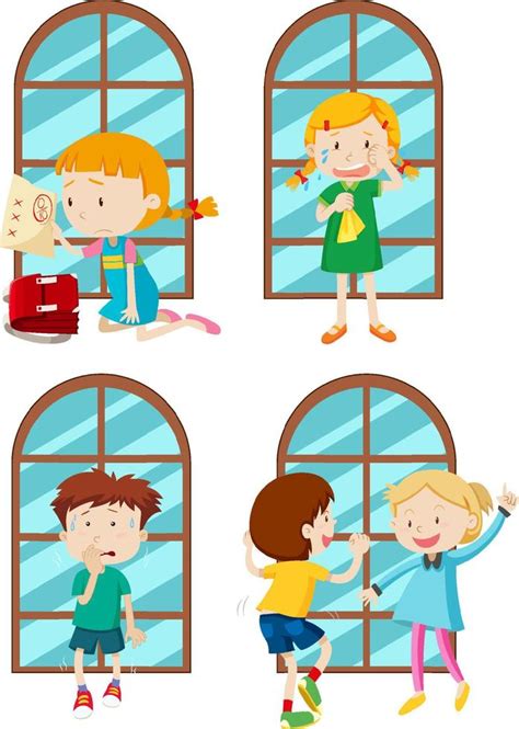 Set of simple kids cartoon characters 8138123 Vector Art at Vecteezy