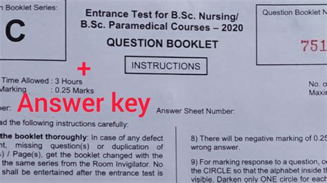 Jkbopee Bsc Nursing Previous Year Question Paper Nov Youtube