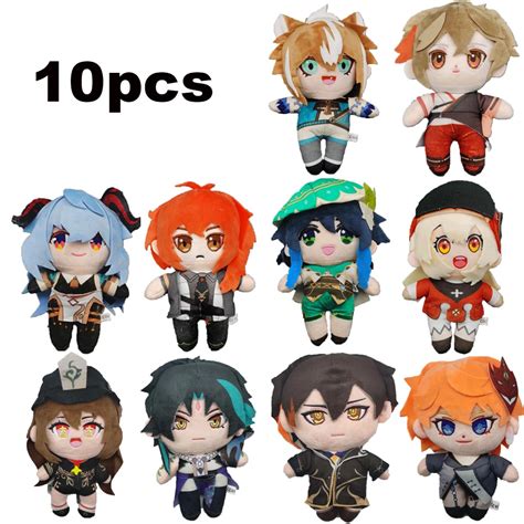 4 10pcs Genshin Impact Plush Arataki Itto Scaramouc Ganyu Doll Toy