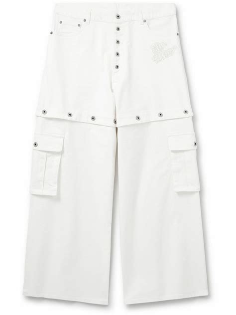 Off-White - Straight-Leg Convertible Logo-Embroidered Jeans - White Off ...