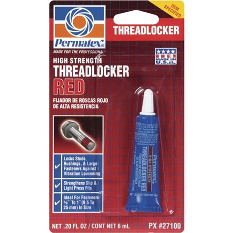 Permatex High Strength Threadlocker Red Ml Tube Carded