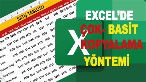 Excel de Çok Basit Kopyalama Yöntemi YouTube