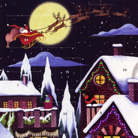 Christmas Advent Calendar Town On Christmas Eve | Santa Picture Advent ...