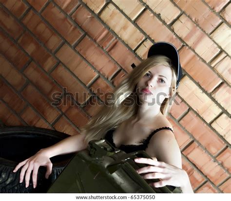 Sexy Blonde Car Tire On Background Stock Photo Shutterstock
