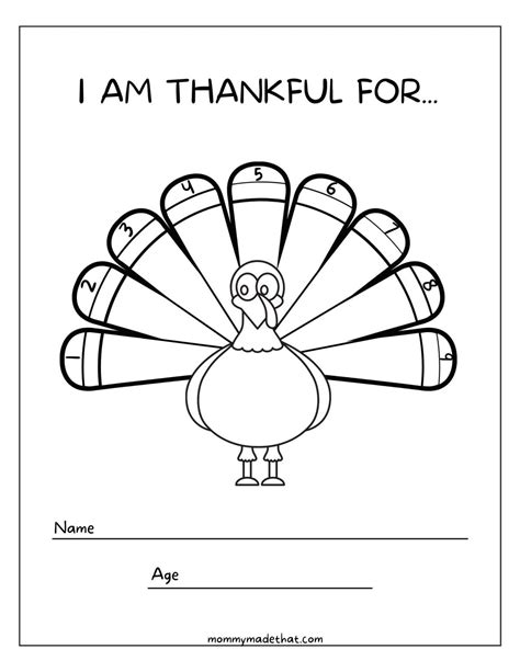thankful turkey craft printable free