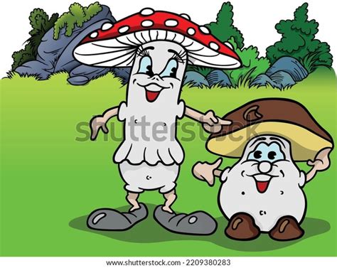 Boletus Red Toadstool Forest Couple Mushrooms