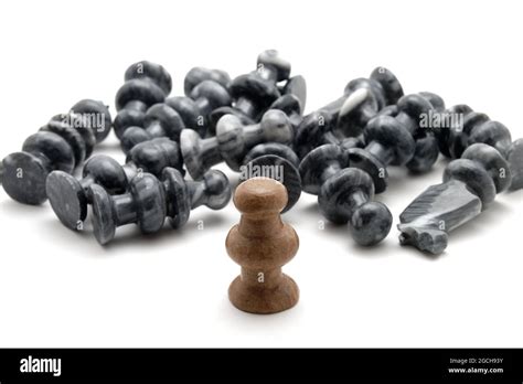 Black Pieces Lose White Piece Wins Stock Photo Alamy