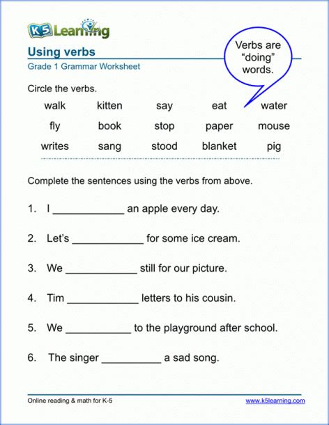 Helping Verb Worksheets For 1st Grade