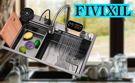 Fivixil Kitchen Sink Flying Rain Waterfall With Digital Display Single