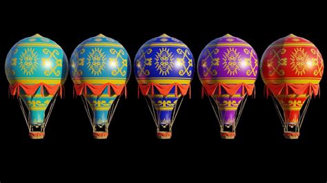 D Model Hot Air Balloon VR AR Low Poly CGTrader