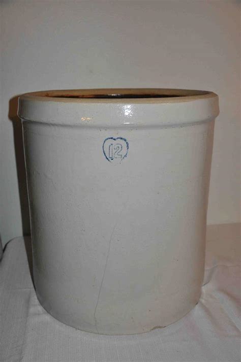 Lot 9 Large 12 Gallon Crock Blue Heart Stamp Paradise Estate Sales