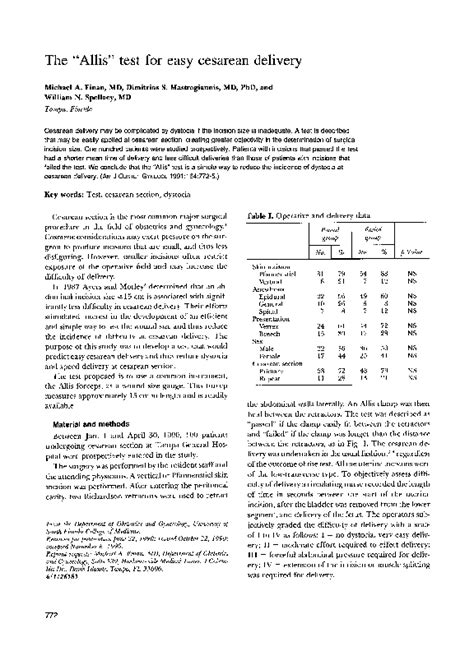 (PDF) The “Allis” test for easy cesarean delivery