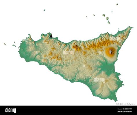 Shape of Sicily, autonomous region of Italy, with its capital isolated ...