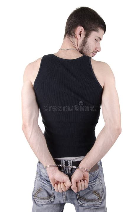 Young Criminal In Handcuffs Stock Image Image Of Isolated Killer