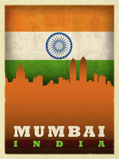 Mumbai India City Skyline Flag Mixed Media by Design Turnpike - Fine Art America