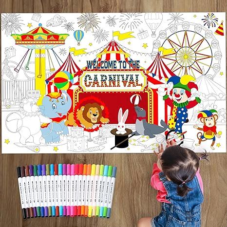 Faccito Karneval Ausmalposter Mit Aquarell Marker X Cm Gro Es