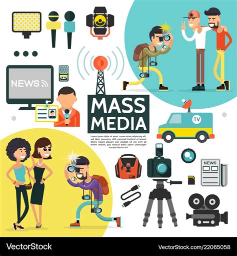 Flat Mass Media Composition Royalty Free Vector Image