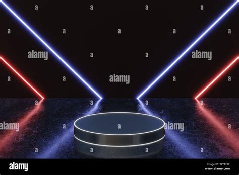 Futuristic Neon Light Product Background Stage Or Podium Pedestal On